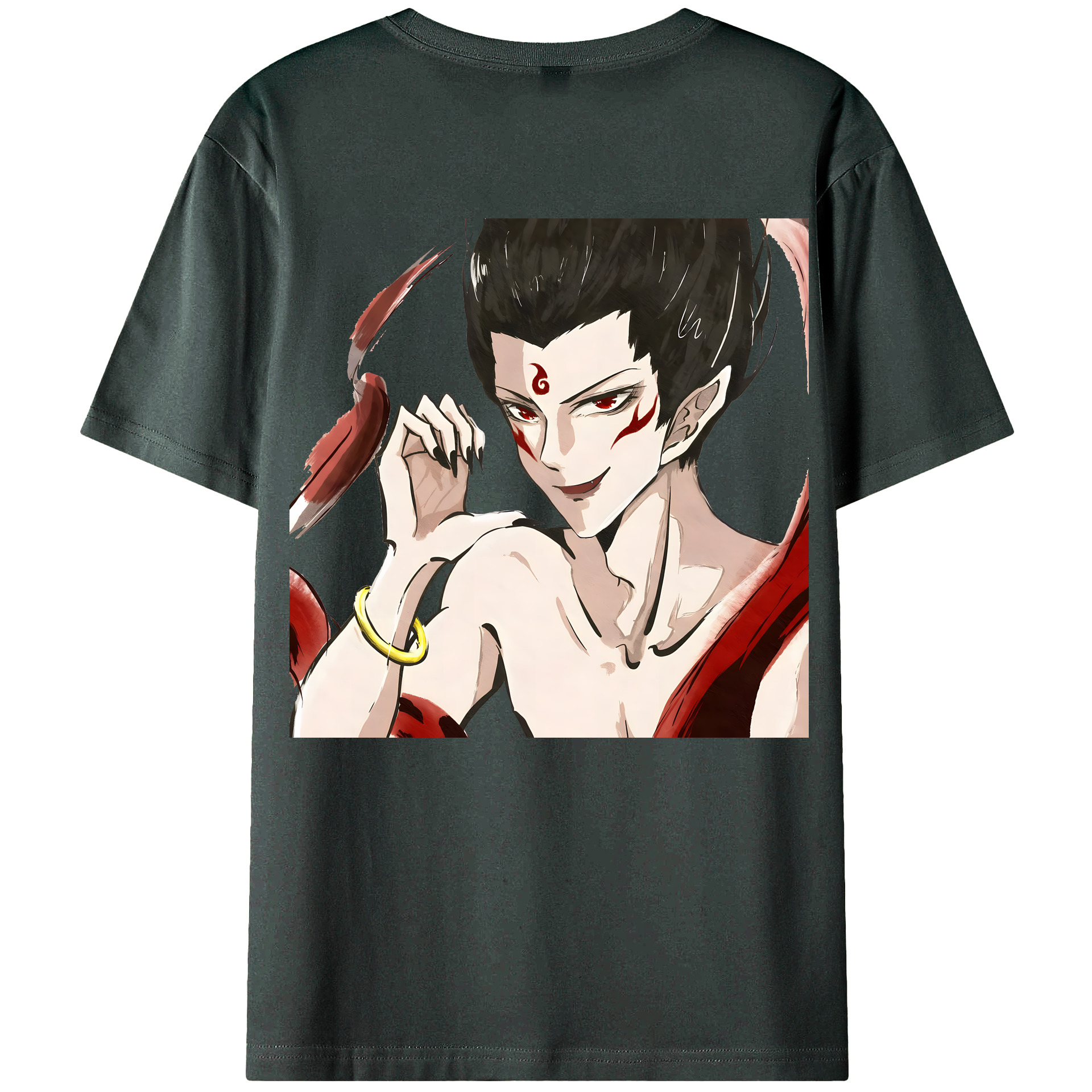 （画像用） Ne Zha 2 ナタ 魔童の大暴れ 綿100％ メンズ半袖Tシャツ（バックプリント） 通気性